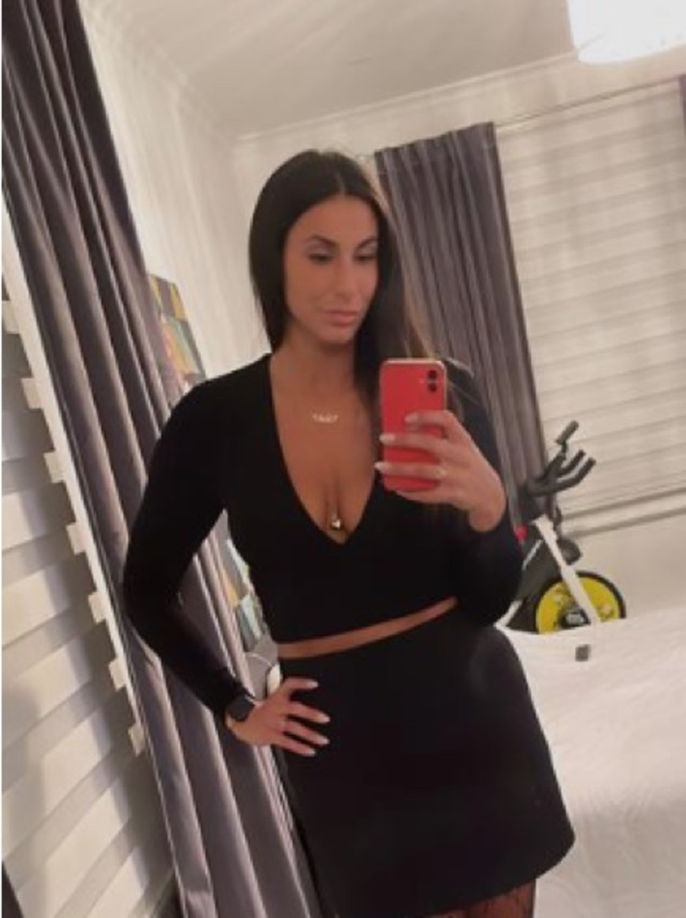 Dynamite Haut Long Sleeve Plunge Neck - Black